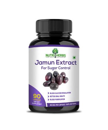 Nutriherbs Jamun Seed Extract Supports Sugar Control Acts as Blood Purifier and Helps in Detoxification 800mg (90 Capsules) by Shopworld2