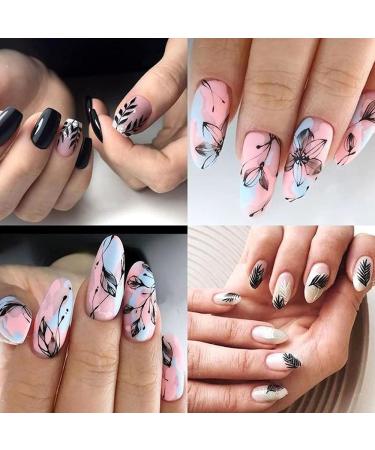 French Black and White Lace Nail Art Stickers - 8 Sheets | Self-Adhesive 3D Nail Decals for Retro Flower Vine Pattern Design - Buy Online on GoSupps.com