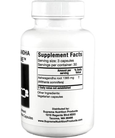 Supreme Nutrition Ashwagandha Capsules - 90 Pure Vegetarian Capsules - Buy Online on GoSupps.com