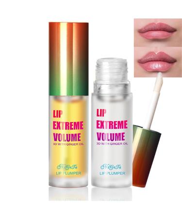 MooGlamor 2 Pcs Lip Plumper Night and Daytime Set Natural Lip Oil with Hydrating and Moisturizing Lip Enhancer for Lip Mask and Care