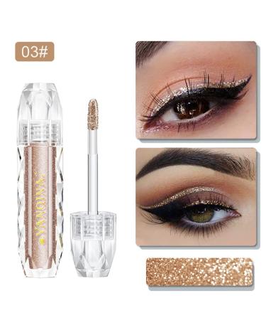 GL-TURELIFES Liquid Glitter Eyelid Shadows & Glossy Eyeliner Pencil - Long-lasting Waterproof Metallic Shimmer Makeup (#03) - Buy Online on GoSupps.com