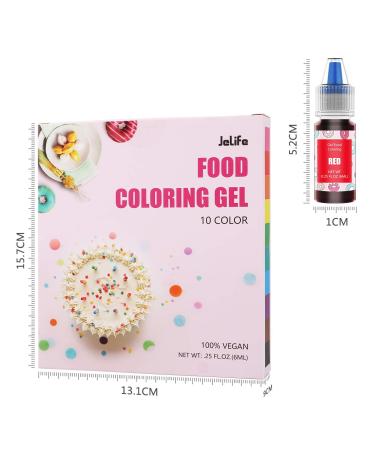 Jelife 10 Color Gel Food Coloring Set 6ml Bottles, Flavorless Neon Edible Dye for Vibrant Cake Decorating, Baking, and Frosting - Buy Online on GoSupps.com