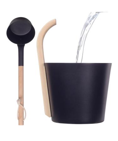 Sauna Bucket Ladle 7L Sauna Bucket with Long Wooden Handle Aluminum Sauna Bath Barrel Heat Resistant Sauna Accessories Set Handmade Sauna Bucket Sauna Bath Water Container Dry Sauna Supplies for