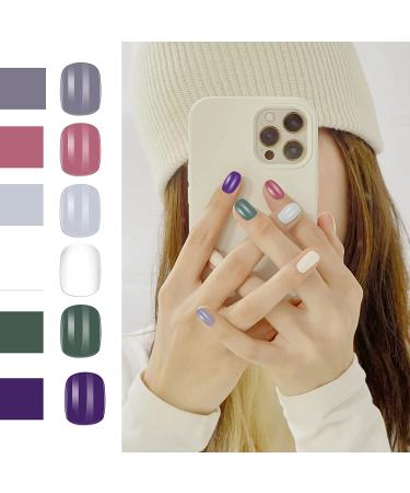 576Pcs 24Sets Short Press on Nails | Colorful Solid Short Fake Nails for Women - Nail Salon Art DIY - Buy Online on GoSupps.com