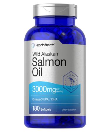 Wild Alaskan Salmon Fish Oil | 180 Softgel Capsules | Gluten Free, Non-GMO | High Potency | Excellent Source of Omega-3 Fatty Acids EPA and DHA | by Horbaach - Buy Online on GoSupps.com