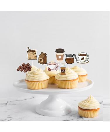 36pcs Coffee Happy Birthday Cupcake Toppers Drink Food Kitchen Theme Cupcake Dessert Muffin Food Cake Picks Baby Shower Boys Girls Happy Birthday Party Supplies - Buy Online on GoSupps.com