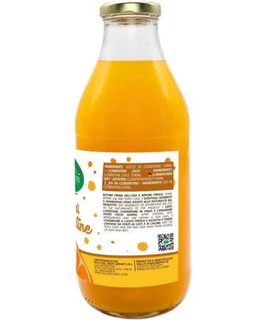 Valle del Crati Clementine Juice 100% Pure No Added Sugars and No Colourings or Preservatives Delicious and Refreshing Juice 6 bottles of 720ml - Buy Online on GoSupps.com