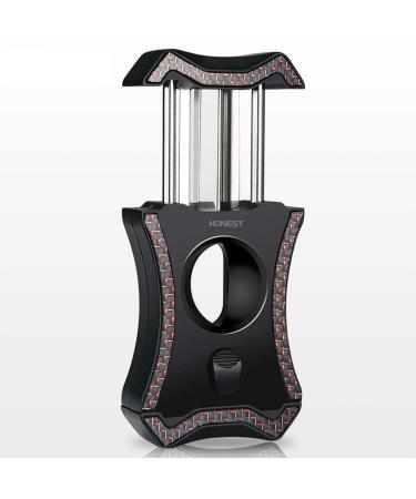 Cigar Cutter Stainless Steel V-Cut Guillotine Spring-Loaded Ergonomic Design Cigar Holder Cigar Accessories Attractive Gift Box Black
