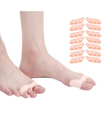 Small Toe Separator ANGGREK 7 Pairs 3-Hole Small Toe Separator SEBS Hallux Valgus Toe Corrector Separating Tool(Lighten Skin Tone)