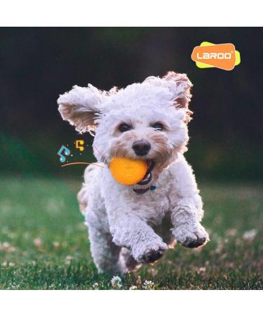 Laroo Durable Dog Toys - Squeaker Dog Ball & Football for Small & Large Dogs | Natural Rubber 5cm Orange - Buy Online on GoSupps.com