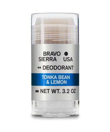 Aluminum-Free Deodorant for Men by Bravo Sierra 1-Pack - Contains Natural Ingredients Long Lasting All-Day Odor and Sweat Protection -Tonka Bean and Lemon 3.2 oz -Paraben-Free Vegan & Cruelty-Free Tonka Bean & Lemon 3.2 Ounce (Pack of 1)
