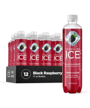 Sparkling ICE, Black Raspberry Sparkling Water, Zero Sugar Flavored Water, with Vitamins and Antioxidants, Low Calorie Beverage, 17 fl oz Bottles (Pack of 12)