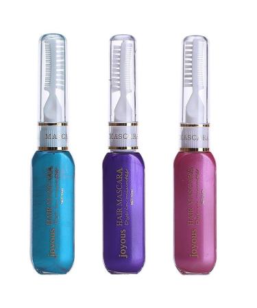 Professional Hair Dye Temporary Hair Color Stick Non-toxic Salon Diy Hair Dyeing Mascara (Purple+Blue+Pink)