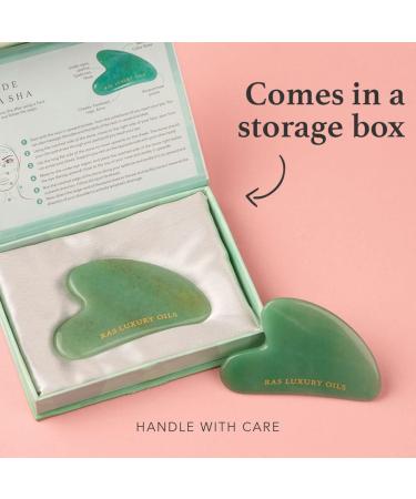 RAS LUXURY OILS Jade Gua Sha Face Lifting Massager - Sculpt Jaw Reduce Puffiness & Wrinkles Spa Acupuncture Tool - Relax Face Muscles - Buy Online on GoSupps.com