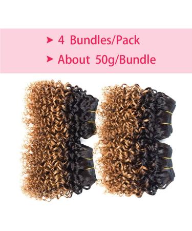 Kinky Curly 8 Inch Human Hair Bundles - 1B/30 Brazilian Virgin Hair - 50g/Bundle - 4 Bundle Pack | Curly Hair Extensions - Buy Online on GoSupps.com