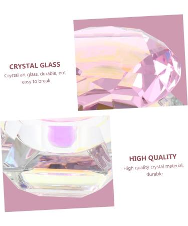 VINTORKY Clear Nail Polish 1pc nail art crystal cup nail tools manicure nail art cups crystal art glass crystal cup with lid self made crystal cup for nail art Hexagon Cups 7.5x6cm Pink - Buy Online on GoSupps.com