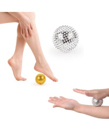Layhou 2-Piece Magnetic Acupressure Hedgehog Massage Balls - Large 56mm Spiked Massage Device - Silver - Buy Online on GoSupps.com