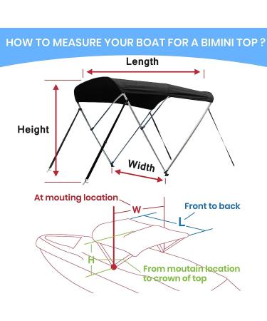 Leader Accessories 10 Colors Bimini Top Cover for Boat 4 Bow 8'L x 54 H x 85-90 W Includes Straps, Support Poles, Mounting Hardwares, Storage Boot Aluminum Frame Black - Buy Online on GoSupps.com