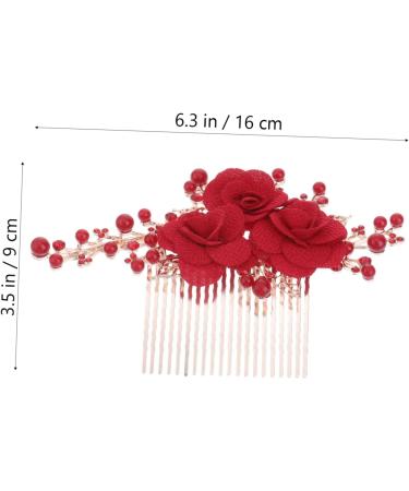 Ipetboom Flower Hair Comb Bridal Hairpiece Bridal Accessories Wedding Hair Accessories Hair Combs for Women Accessories Flower Hair Accessories Tiara Bride Hairpin Rhinestones Red - Buy Online on GoSupps.com