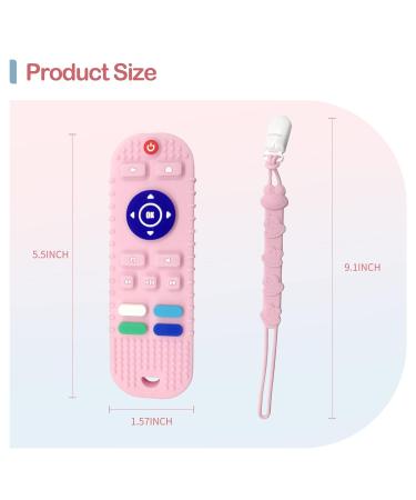 ISEAINNO 1 Pack Remote Control Teether Toys for Babies 3-12 Months - BPA Free Silicone Teething Toys in Pink - Buy Online on GoSupps.com