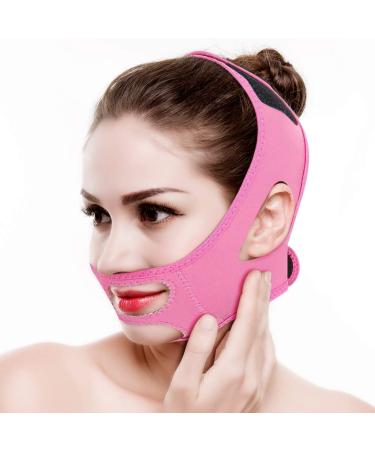 Facial Slimming Lift Face Belt Tighten Skin Bandage Double Chin Remove Weight Loss Bandage Adjustable (Pink)