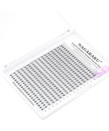 NAGARAKU 6D Volume Premade Fans Eyelash Extensions 0.07mm C Curl 9-14mm Mix Clusters Russian Pre Fanned Matte Black - Buy Online on GoSupps.com