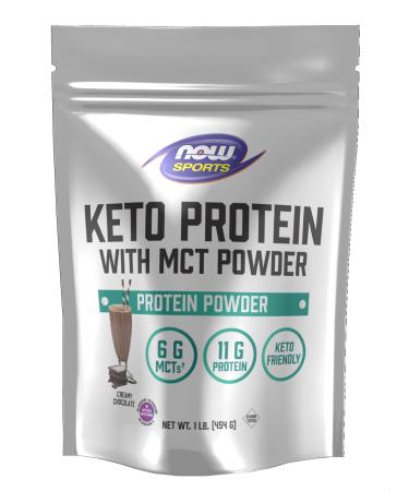 Now Foods Sports Keto Protein with MCT Powder Creamy Chocolate 1 lb (454 g)
