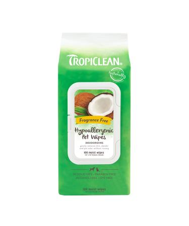 TropiClean Grooming Wipes for Dogs & Cats - Gently Removes Dirt, Dander & Smells Hypoallergenic 100 ct