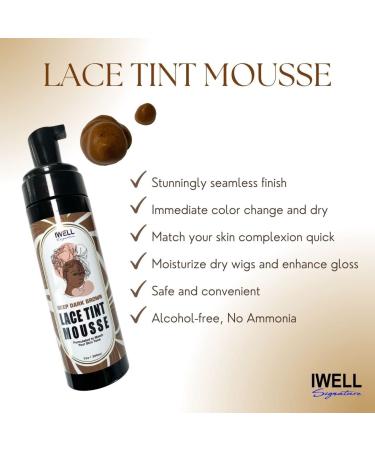 IWELL Signature Lace Tint Mousse 7 fl oz - Medium Dark Brown | Concealer Tinted Mousse for Lace Wigs | Easy Tinting & Quick-Drying | Perfect Match for Your Skin Tone - Buy Online on GoSupps.com
