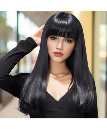 BERRYLION Black Wig with Bangs|Synthetic Wigs for Women|Straight Long Black Wigs for Black Women 27 inch Black-Straight - Buy Online on GoSupps.com