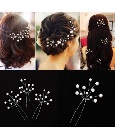 25 Pack Flower Leaf Pearl Bridal Hair Pins Clips - U-Shaped Barrettes with Rhinestone Crystal - Wedding Hair Accessories for Women, Girls, Brides - Buy Online on GoSupps.com