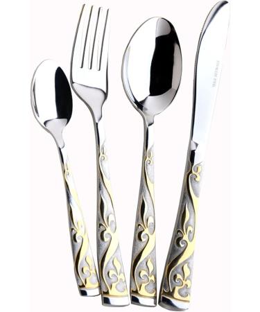 Flatware Sets Gold 304 Stainless Steel Cutlery Set Eco Friendly Products Knife Forks and Spoon Set Chopsticks Cookware Kitchen Accessories (Color : 4PCS with Gift Box) - Buy Online on GoSupps.com