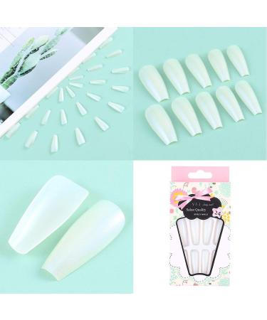 Sethexy Glossy Ballerina Long Press-On Nails - Sparkle White Acrylic Fashion Tips - 24 Complete Coverage Nail Set for Women & Girls - Buy Online on GoSupps.com