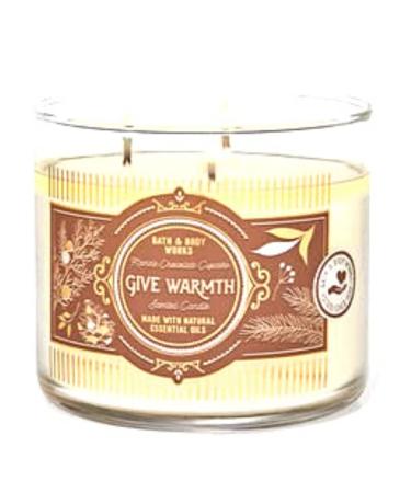 Bath & Body Works White Barn 3-Wick Candle w/Essential Oils - 14.5 oz - 2021 - Give Collection - Scents! (Give Warmth - Marble Chocolate Cupcake)