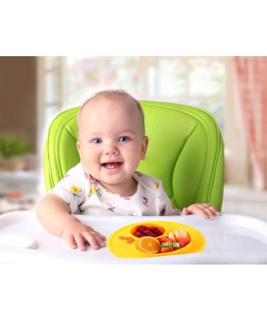 Qshare Toddler Plate - BPA-Free Suction Plate for Kids - Yellow Silicone Placemat 9x6x1.4 inch - Buy Online on GoSupps.com