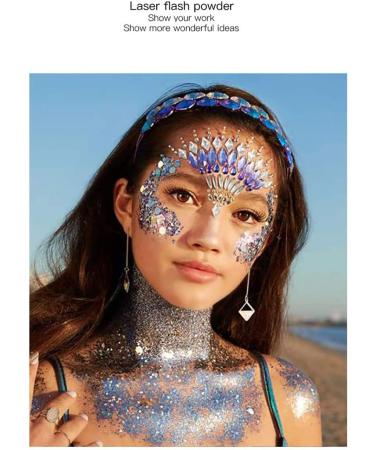 Turelifes Chunky Glitter Gel - Festival Body, Hair, and Nail Makeup - 50ml Liquid Eyeshadow in Green - Long Lasting and Easy to Apply - Buy Online on GoSupps.com