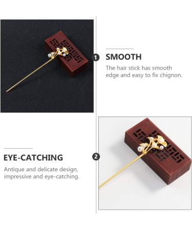 Lurrose Womens Hair Accessories Pearl Flower Hair Stick Chinese Hair Chopsticks Hair Pin Updo Chignon Pin Hair Styling Hair Making Accessories for Women Golden Chinese Hair Sticks - Buy Online on GoSupps.com