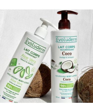 EVOLUDERM Aloe Vera Moisturizing Body Lotion 500 ml 96% Natural Origin Vegan Made in France Pack of 3 x 500 ml - Buy Online on GoSupps.com