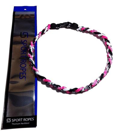 Sport Ropes Triple Titanium Necklace - Pink/Black/White - 18 - Buy Online on GoSupps.com