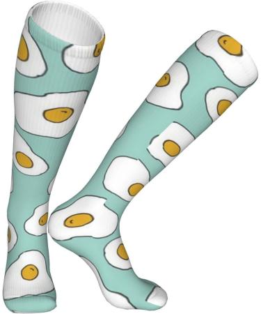 Egg Print Compression Socks for Men & Women - 15-20 mmHg Support for Running & Cycling | Perfect for Breakfast Lovers! - Buy Online on GoSupps.com