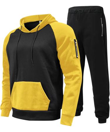 Buy Hanxiulin Men's Jogging Suit - Cotton Training Suit Sweatshirt & Pants - Yellow 3XL - International Shipping Available - Buy Online on GoSupps.com