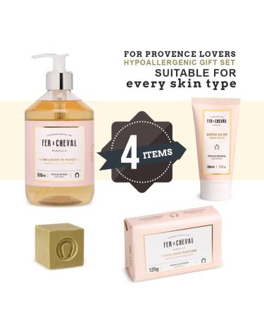 Fer Cheval Luxurious Tender Rose Gift Set | Olive Oil Soap French Hand Cream & Marseille Soap for Soft Skin - Buy Online on GoSupps.com