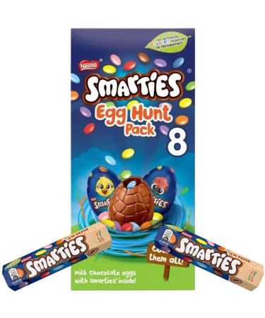 Easter Egg Bundle With Smarties Milk Chocolate Easter Egg Hunt Carton 140g and Milk Chocolate Tube 38g 2x (3 Pack)