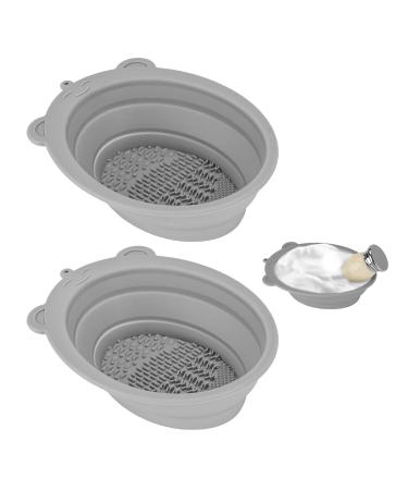 ADORILA 2 Packs Collapsible Shaving Bowl with Carabiner, Silicone Shaving Soap Mug for Travel, Wide Mouth Wet Razor Shave Cream Bowl for Men