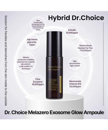Hybrid Dr.Choice Melazero Exosome Glow Ampoule 40ml - Melanin pigmentation freckles toning Glow functional patented Melazero V2 arbutin niacin exosome placenta - Buy Online on GoSupps.com