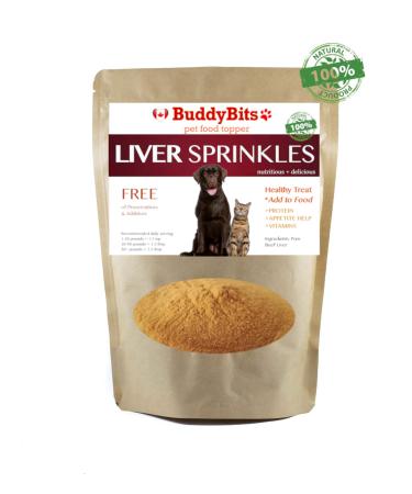 Buddy Bites Natural Liver Sprinkles | Healthy Powder Dog Food Topper or Treat | Helps Eating Joint Skin and Coat | Extra Large Value Bag