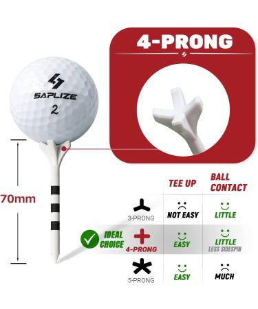 SAPLIZE Plastic Golf Tees Pack of 50 - Reducing Friction & Side Spin - 2-3/4 inch 4 Prong Tees - Buy Online on GoSupps.com