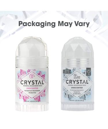 CRYSTAL Unscented Mineral Deodorant Stick (3 Pack) - 24hr Odor Protection Non-Staining & Non-Sticky Aluminum & Paraben Free 4.25 oz Unscented 4.25 Ounce (Pack of 3) - Buy Online on GoSupps.com