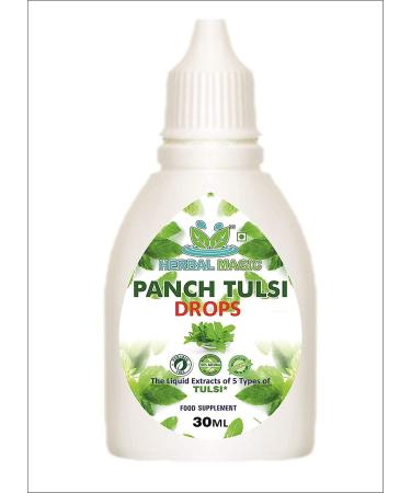 Herbal Magic's Pure and Natural Panch Tulsi Drops-Extract of Five Types of Holy Basil - Shyam Tulsi Shwet Sursa Tulsi Nimbu Tulsi Van Tulsi-Most Revered in Ayurveda-Liquid/Drops 30ml (Pack of 3) 30.00 ml (Pack of 3) - Buy Online on GoSupps.com