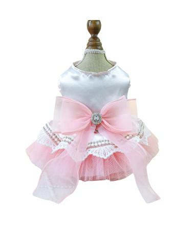 BT BEAR SMALLY DISCHING PUPS ROCK RETRO SCHAPE princess dress tutu rock wedding top dress for cats small dogs girls (pink XS) X-Small Rose
